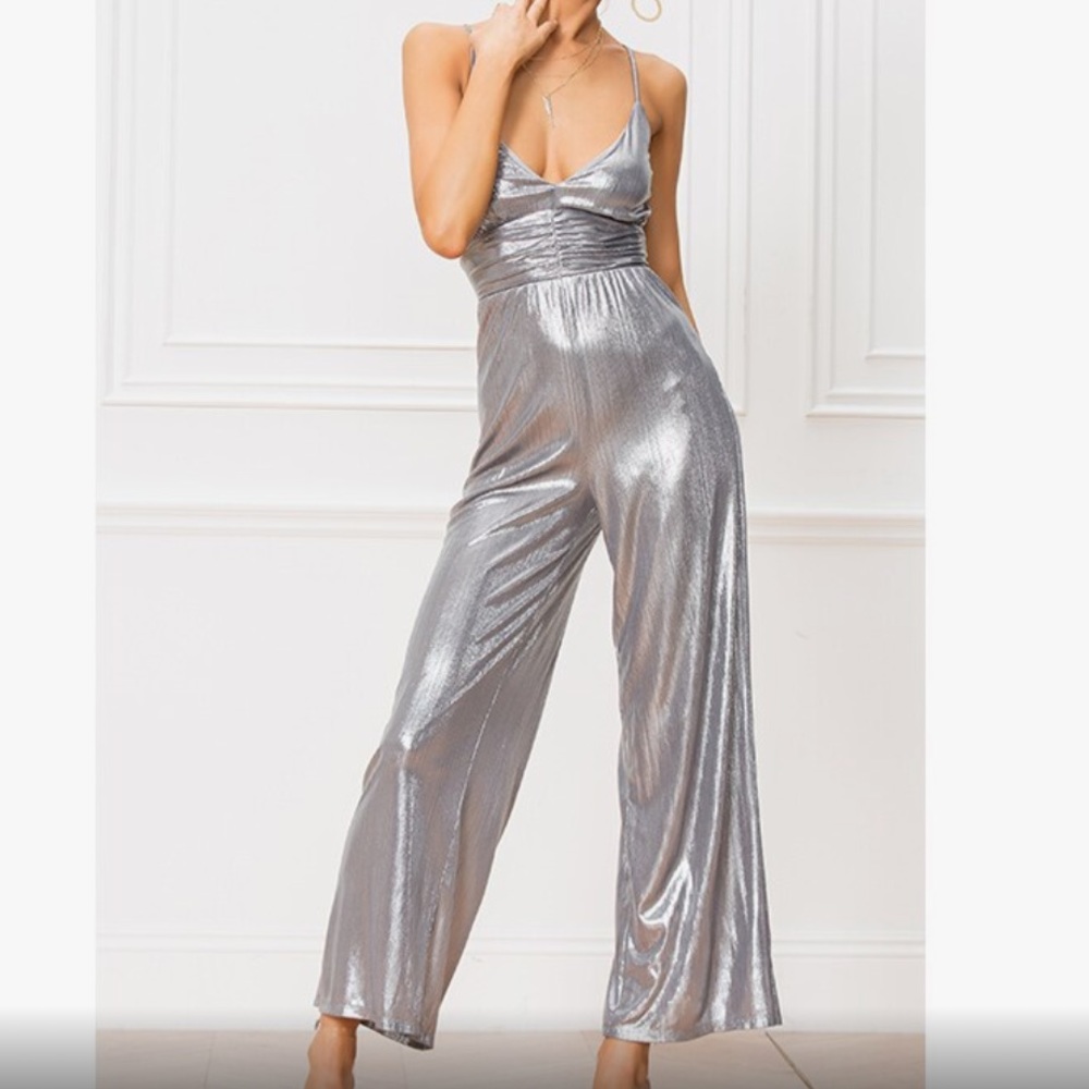 REVOLVE silver Dalia Jumpsuit
